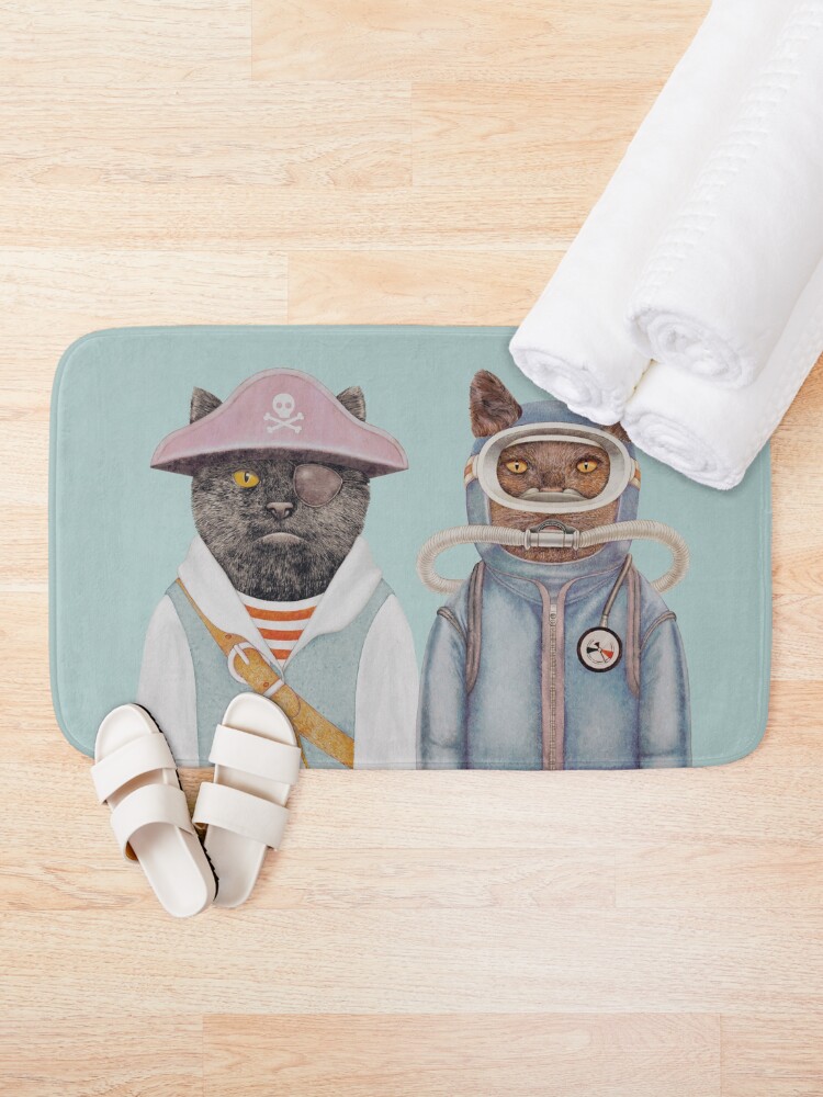 Thumbnail 1 of 6, Bath Mat, Aquatic Cats designed and sold by AnimalCrew.