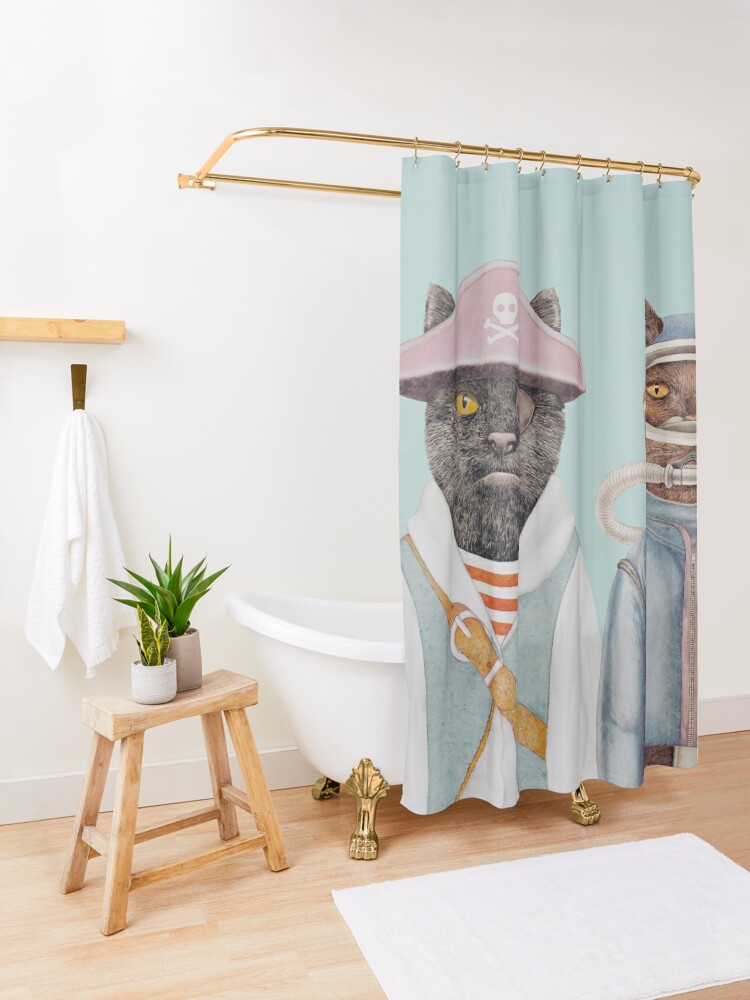 Alternate view of Aquatic Cats Shower Curtain