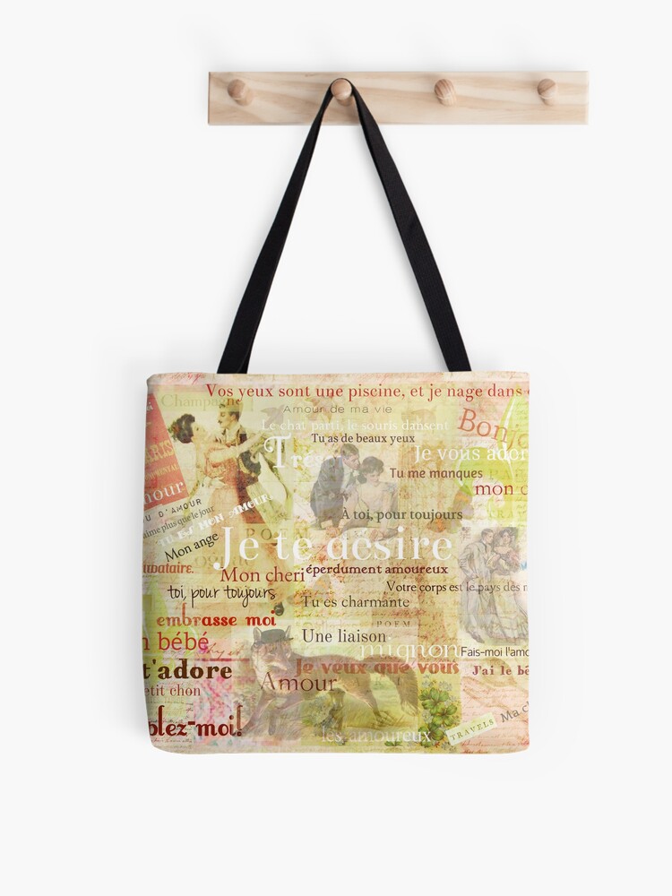 Je T'aime Acrylic Heart Bag French Words Handbag I Love 