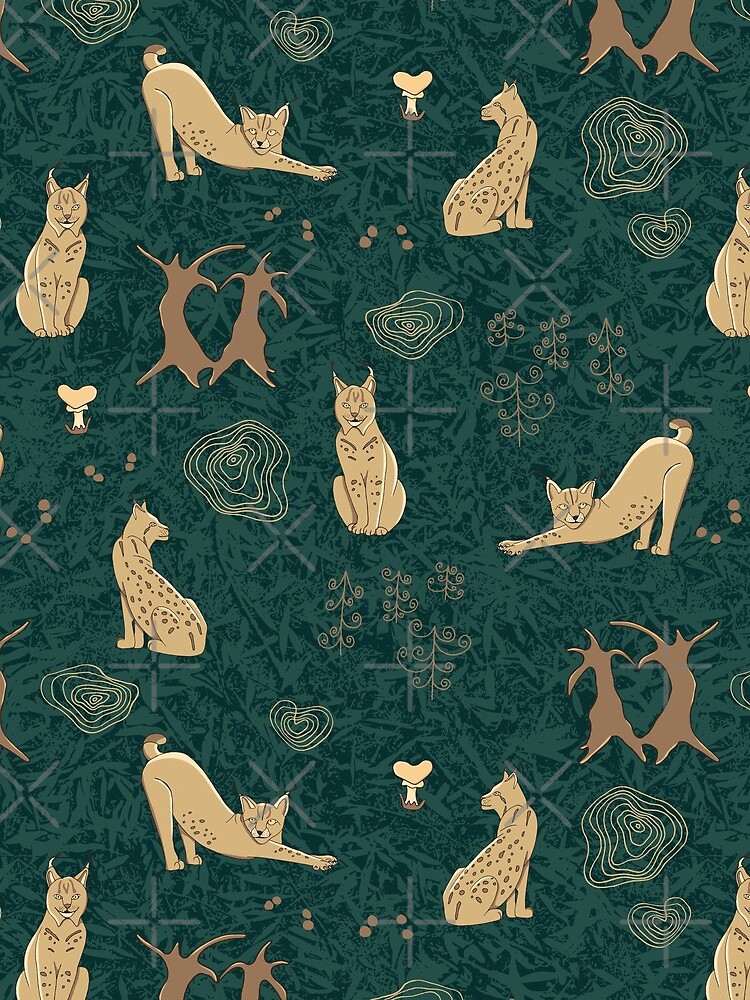 Lovely woodland lynxes on dark foliage by nobelbunt