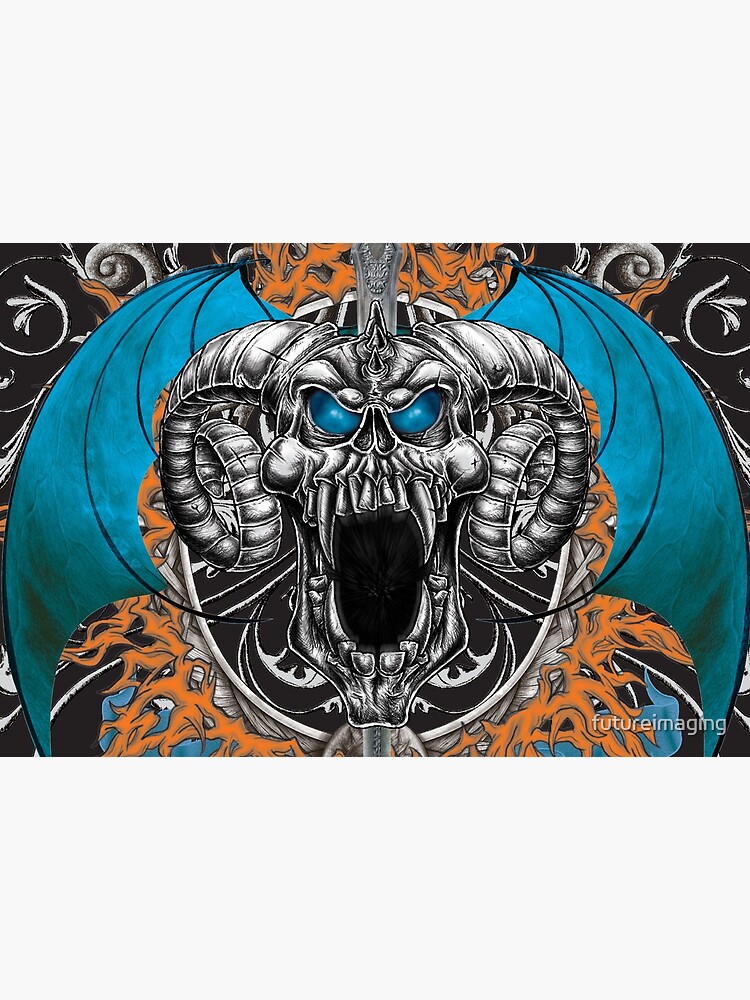 Blue Demon Wings & Skull Mask by futureimaging