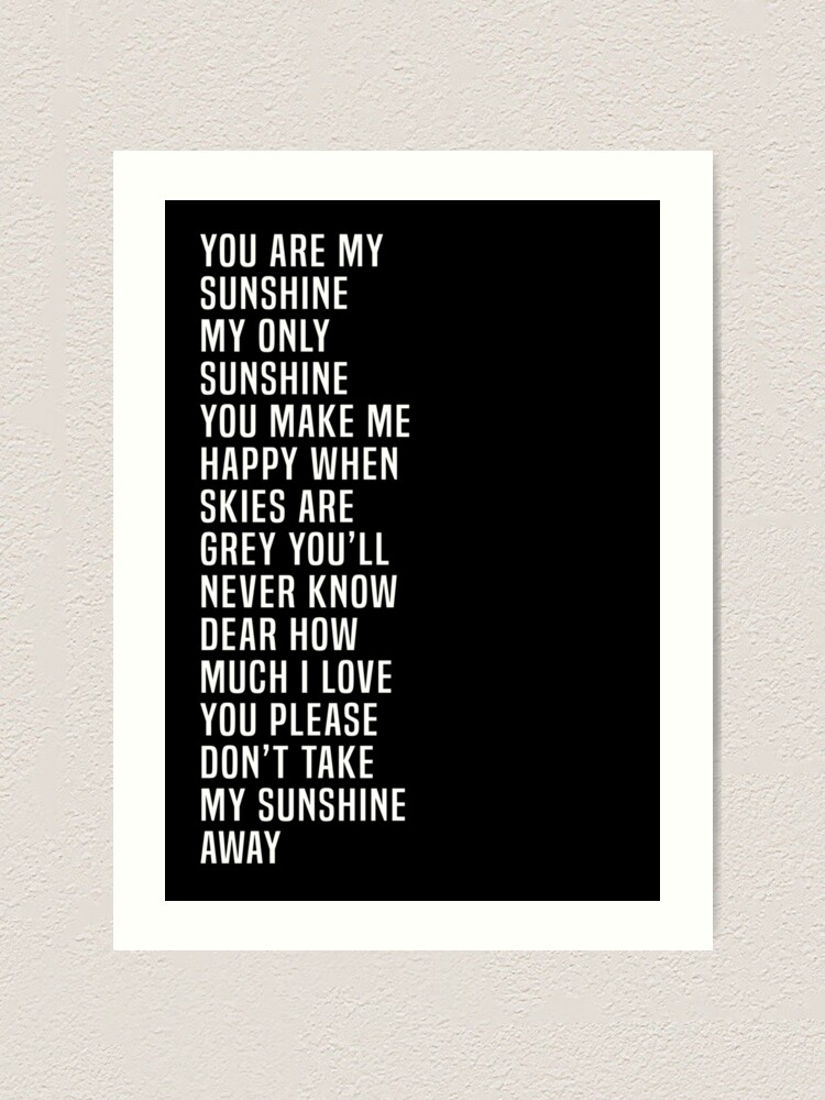 You Are My Sunshine Lyrics - Printable Nursery Watercolor Wall