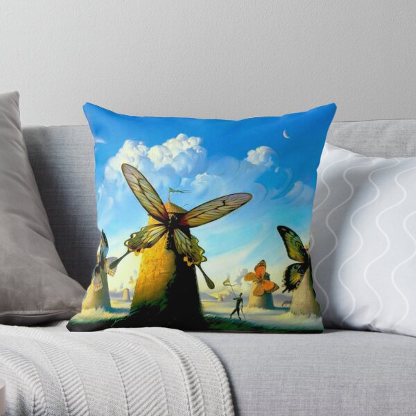 BUTTERFLY WINDMILLS : Vintage Abstract Print Throw Pillow