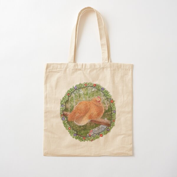 Chicken Perching Watercolor Illustration Cotton Tote Bag