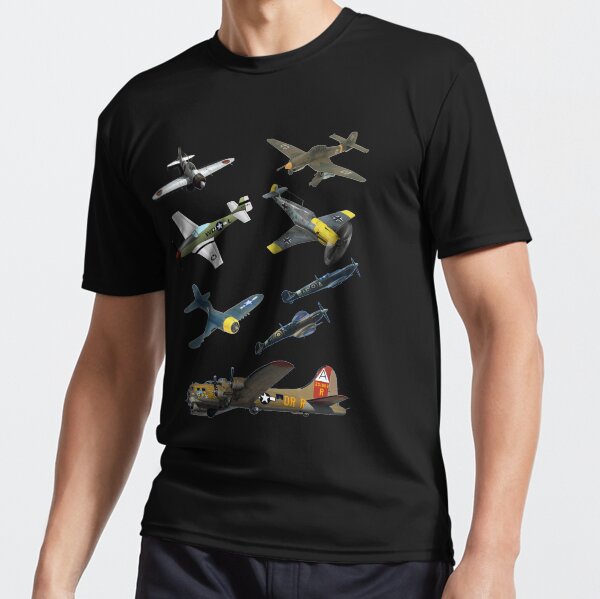 Famous WW2 Planes Warbirds P51 Mustang Spitfire Messerschmitt� Active T-Shirt