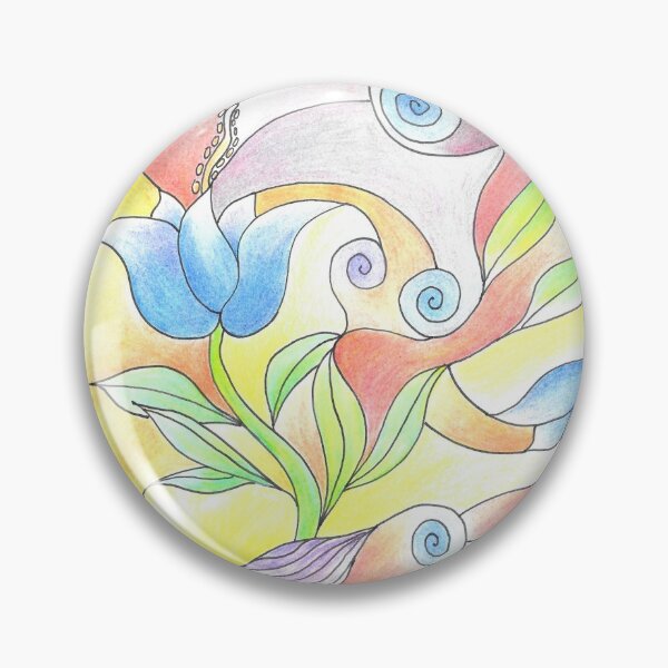 Item preview, Floral Pattern 'Blue Flowers  Swinging in Orange, Red and Lilac' designed and sold by CarolineLembke.