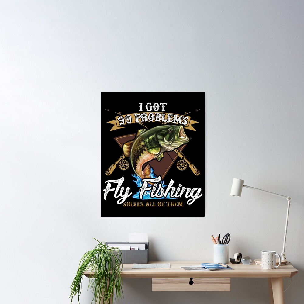 Funny Fly Fishing Fisherman With Largemouth Bass Poster for Sale