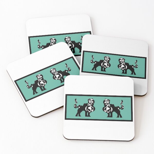 Item preview, Feline duet (Green background) V5 - Two black and white felines that are facing each other. designed and sold by BDLVandFriends.