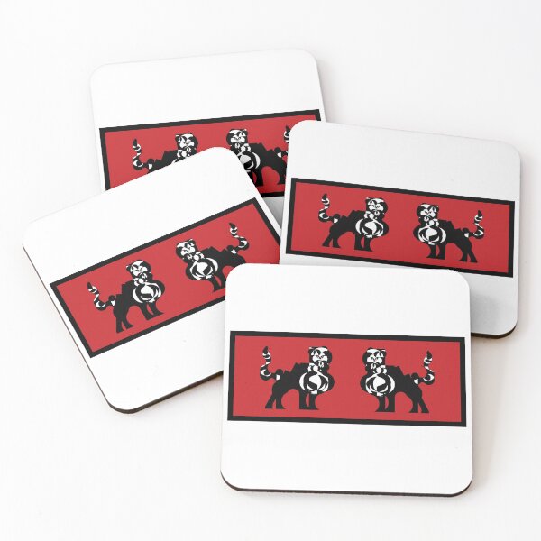 Item preview, Feline duet (Red background) V6 - Two black and white felines that are facing each other. designed and sold by BDLVandFriends.