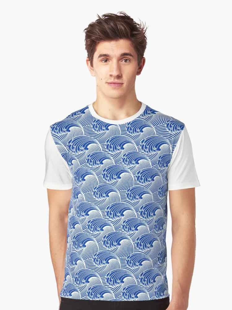 Vintage Japanese Waves, Cobalt Blue and White