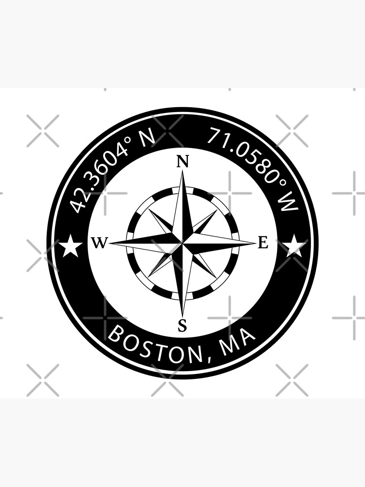 Discover Boston, Massachusetts Geographical Coordinates Premium Matte Vertical Poster