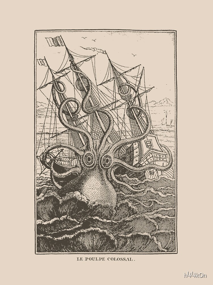 Colossal Octopus Kraken Attacking Ship Sea Monster by h44k0n