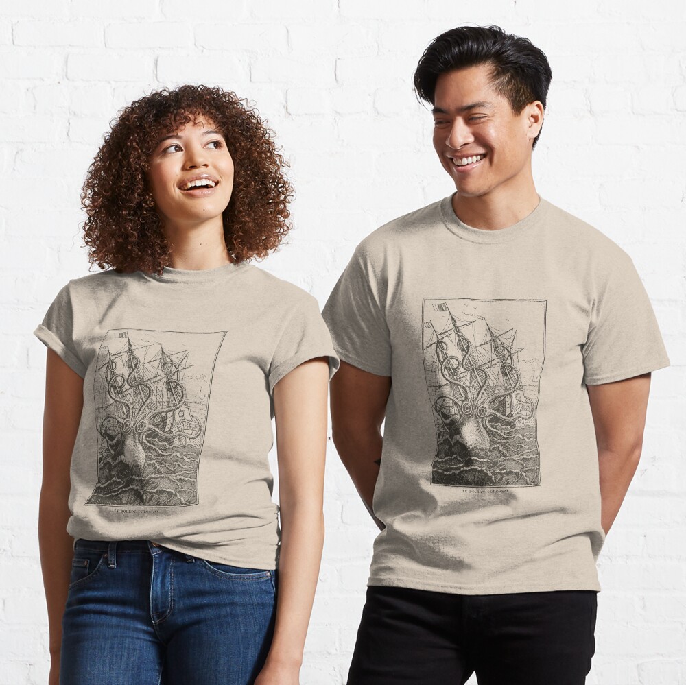 Colossal Octopus Kraken Attacking Ship Sea Monster Classic T-Shirt