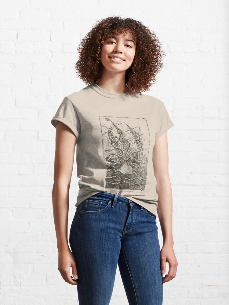 Alternate view of Colossal Octopus Kraken Attacking Ship Sea Monster Classic T-Shirt