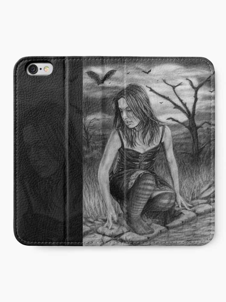 Alternate view of Nocturnal: Original drawing by Dean Sidwell iPhone Wallet