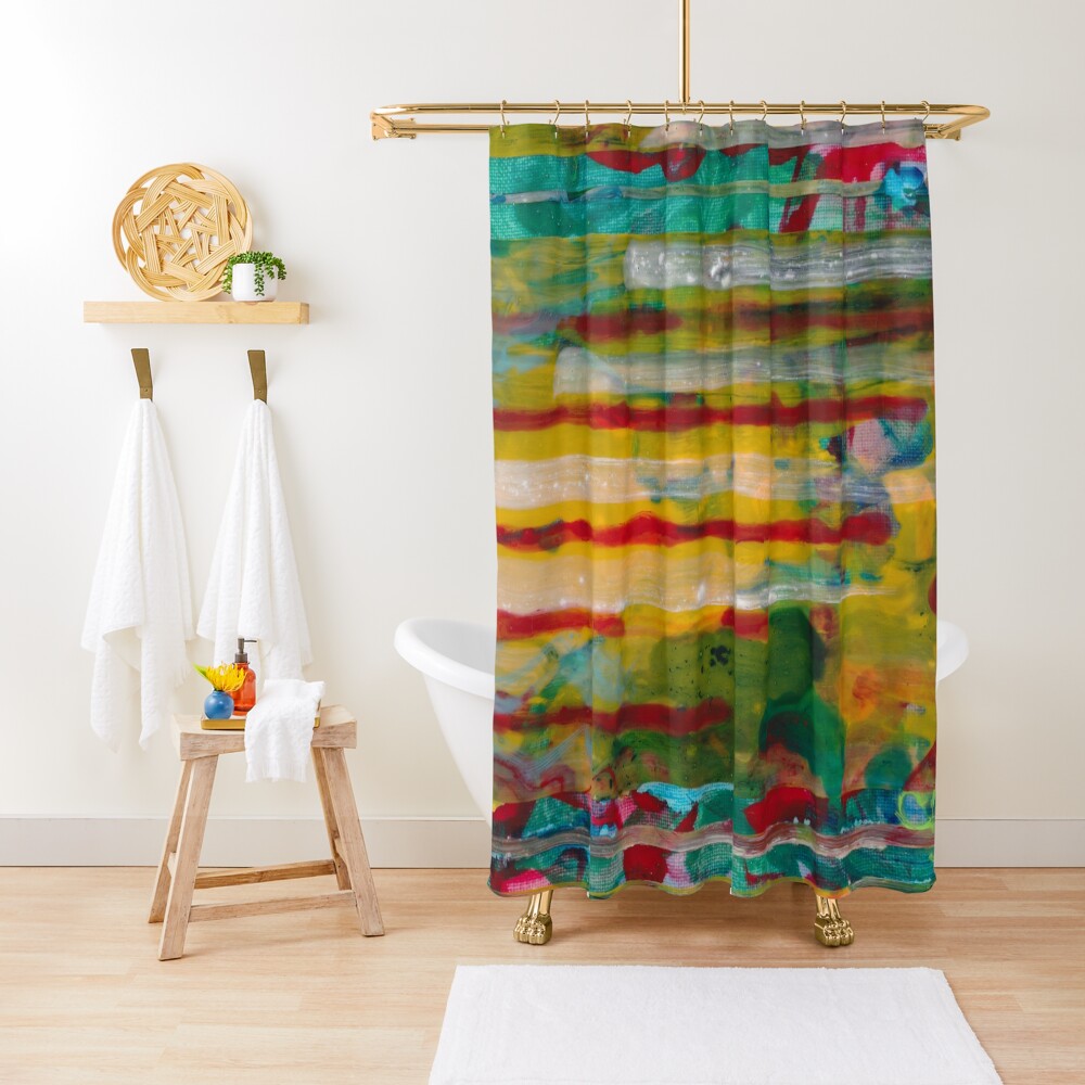 "2053 After Stroke 6 Abstract Acrylic Painting" Shower Curtain by