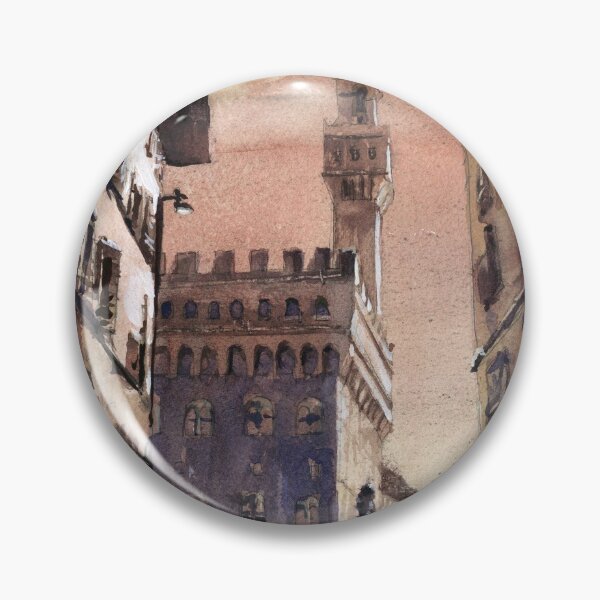 Item preview, Watercolor painting of bell-tower of Palazzo Vecchio in the medieval city of Florence, Italy.  designed and sold by rfoxphoto.
