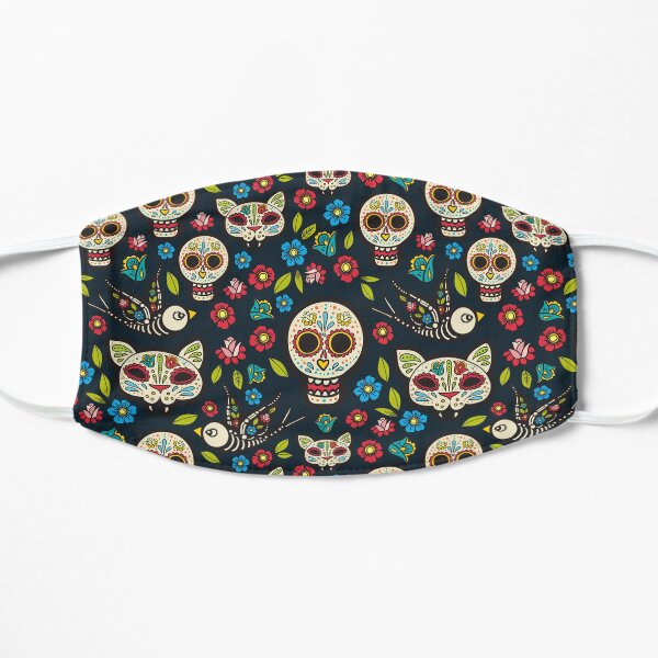 Patrón de calavera de azúcar de gatos Mascarilla plana