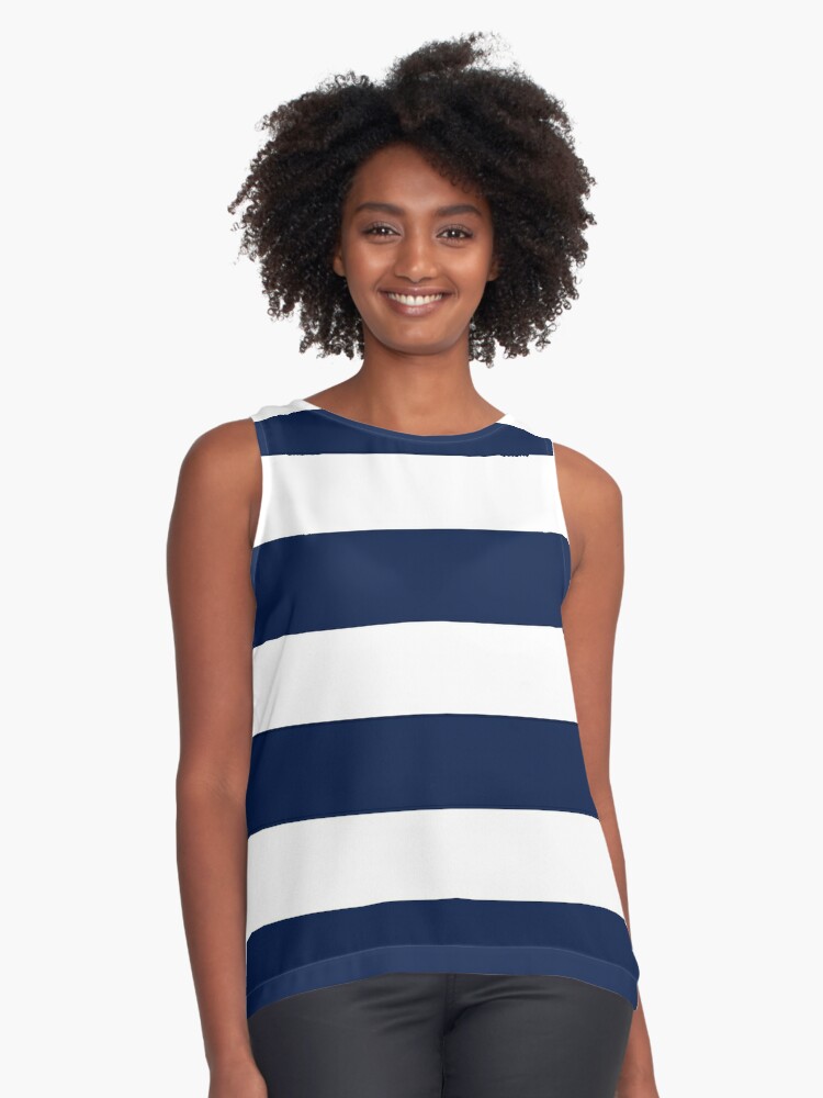 Ladies tank top curled, Blue-White