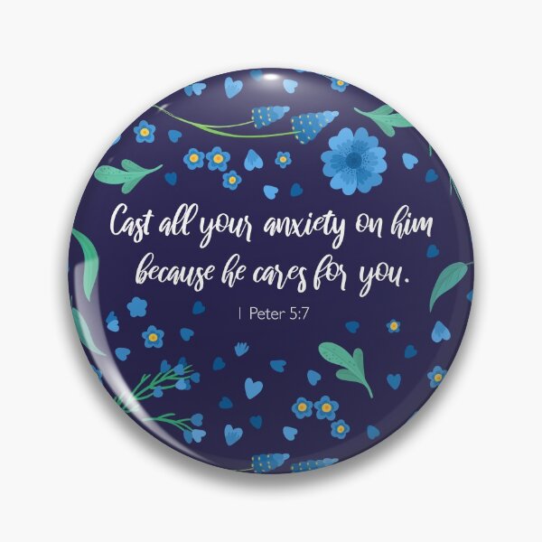 Item preview, Cast all your anxiety on him because he cares for you, 1 Peter 5:7, Bible Quote designed and sold by StudioCitrine.