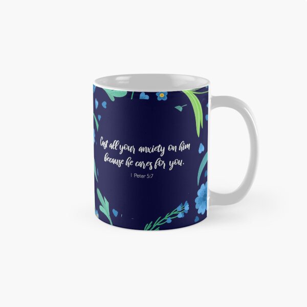 Item preview, Cast all your anxiety on him because he cares for you, 1 Peter 5:7, Bible Quote designed and sold by StudioCitrine.