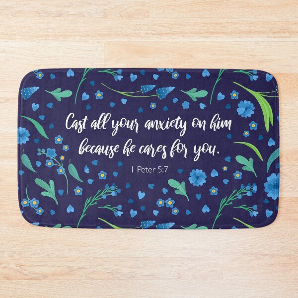 Item preview, Cast all your anxiety on him because he cares for you, 1 Peter 5:7, Bible Quote designed and sold by StudioCitrine.