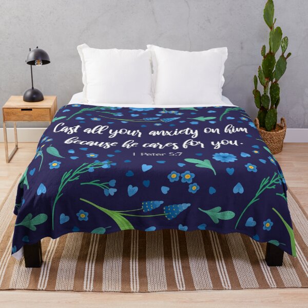 Item preview, Cast all your anxiety on him because he cares for you, 1 Peter 5:7, Bible Quote designed and sold by StudioCitrine.