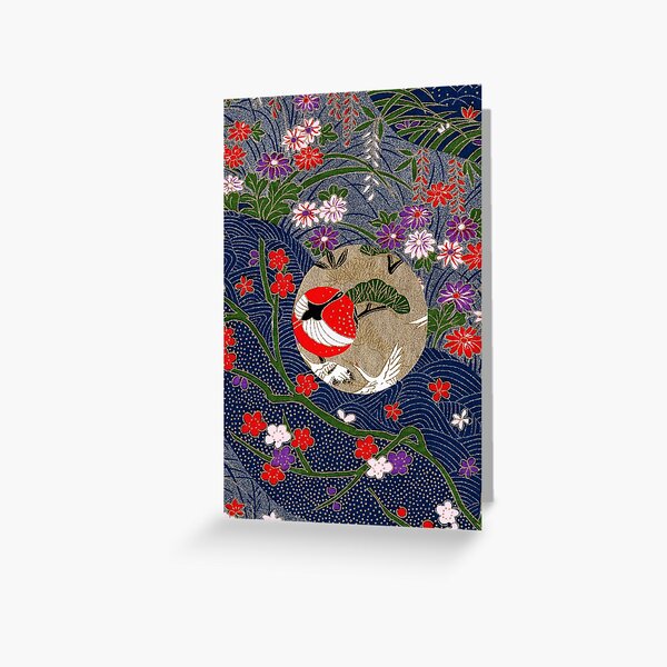 Collage 154 | Japanese washi yuzen chiyogami origami paper collage Greeting Card