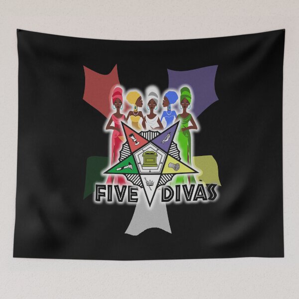 Item preview, OES Style Order Of The Eastern Star Logo Sistar Freemason Five Divas designed and sold by TopTeeShop.