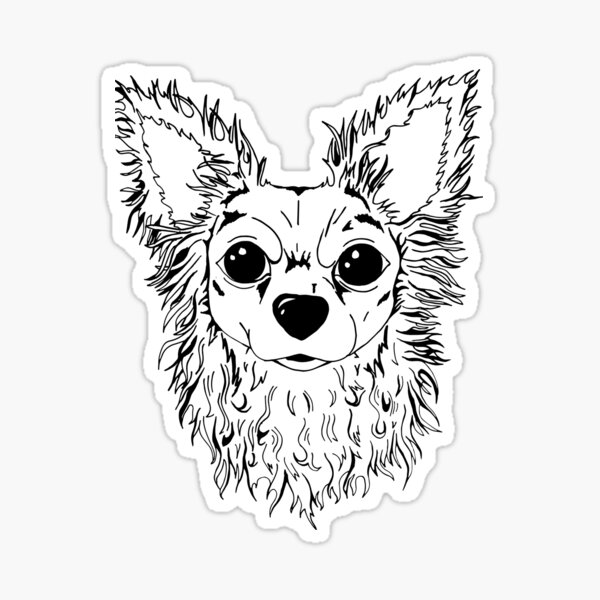 "Long haired chihuahua line art portrait dog Drawing, line art, adult