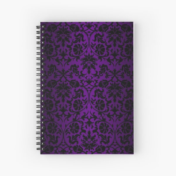 Purple and Black Damask Pattern Design Spiral Notebook