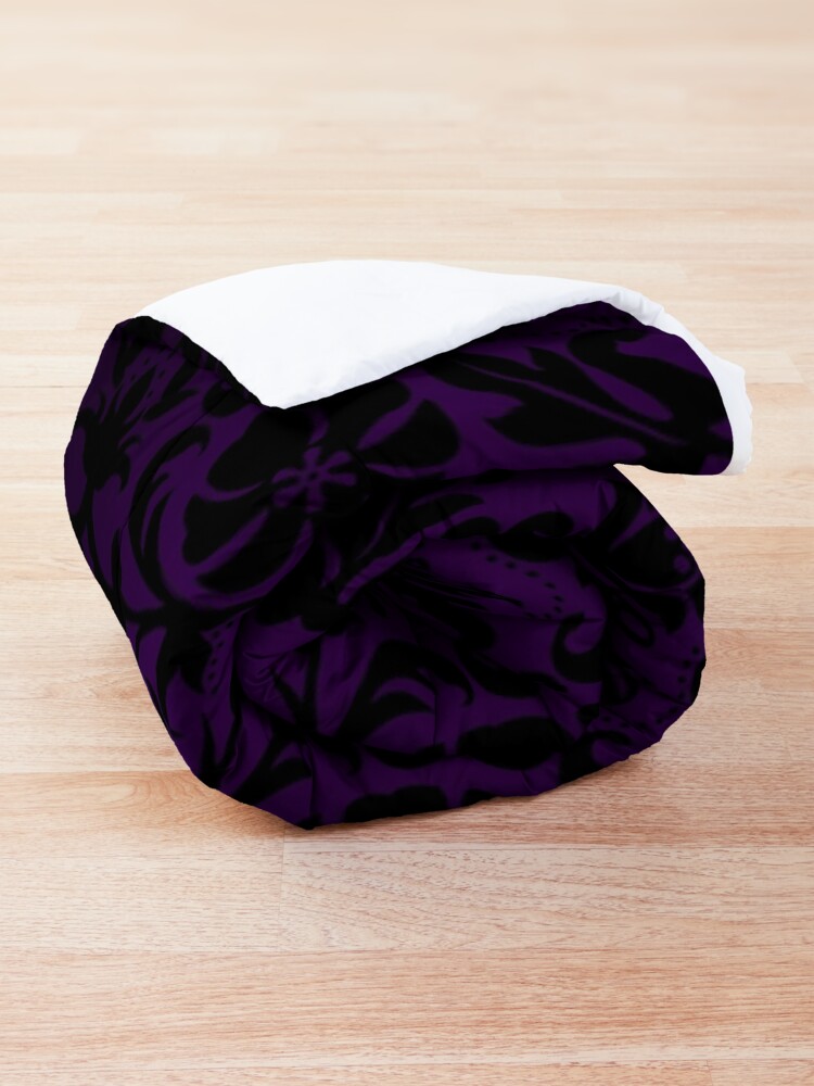 Alternate view of Purple and Black Damask Pattern Design Comforter