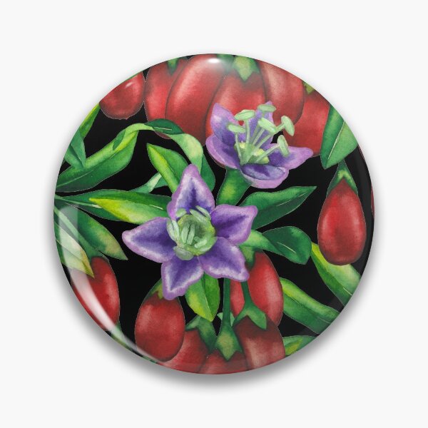Item preview, Watercolor goji berries, flowers and leaves designed and sold by Ekaterina Glazkova.