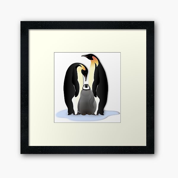 Penguin Family in Love Framed Art Print