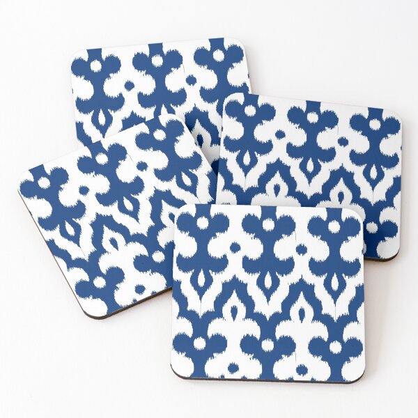 Item preview, Moroccan Ikat Damask, Cobalt Blue and White designed and sold by Marymarice.