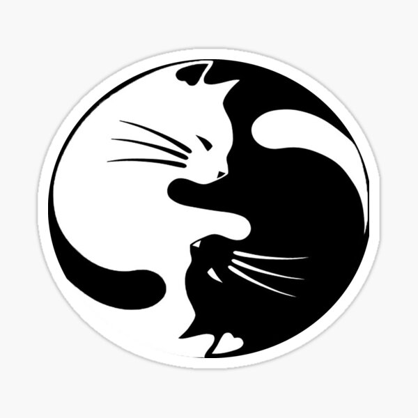 Vista previa del artículo con la obra «Gato Ying yang», diseñado y vendido por credbubble.