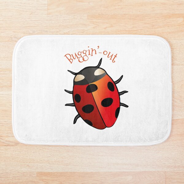 Cute Red Ladybug Buggin' Out Bath Mat