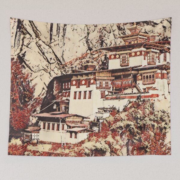 Item preview, Bhutan Paro Taktsang Artistic Illustration Blossom Style designed and sold by D4li98.