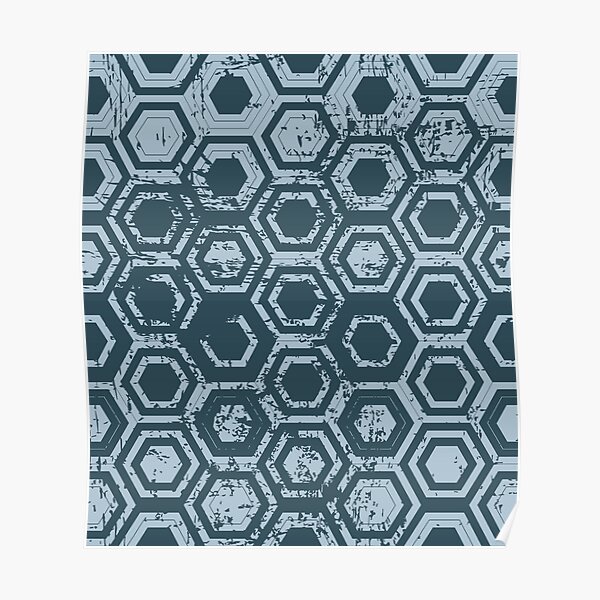 Worn hexagons | blue Poster