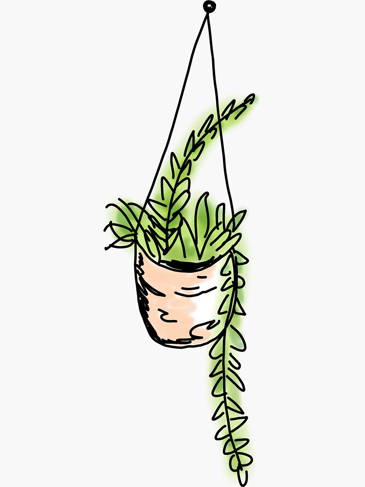 "Hanging plant doodle" Sticker by emlouisec13 Redbubble