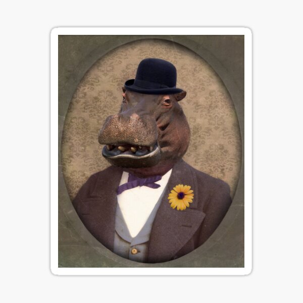 Hippo Hippopotamus Art - Mr. George E. Worthington Sticker