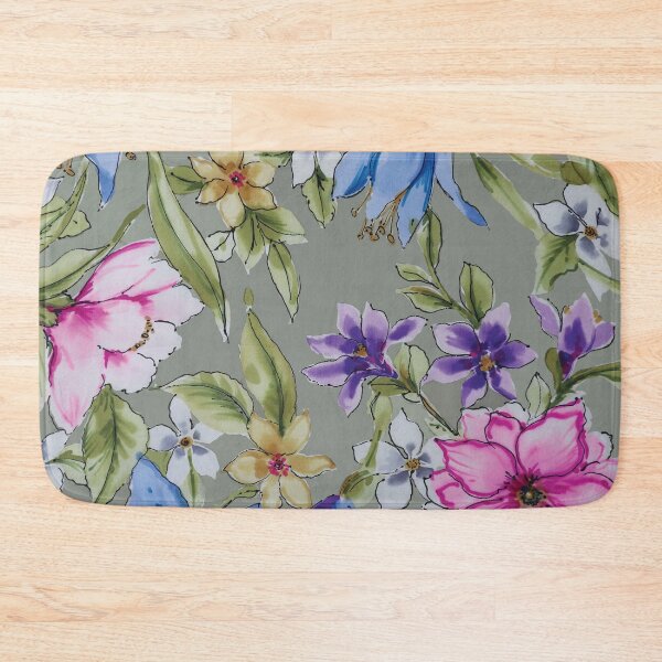 Item preview, Watercolor Tropical Flowers on Khaki Ground designed and sold by Leslie Rogers Todder.