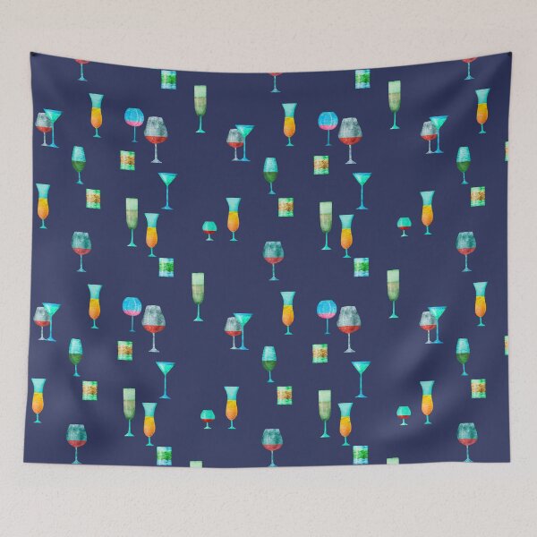 Item preview, blue background with wine glasses designed and sold by YlanaOm.