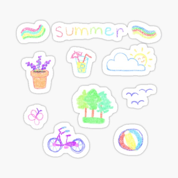 Item preview, Cute Drawn Summer Stickers  designed and sold by Sliceoflifeart.
