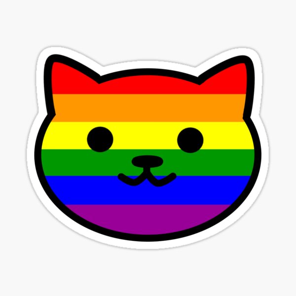 Item preview, Gay pride cat face designed and sold by thequeersphere.
