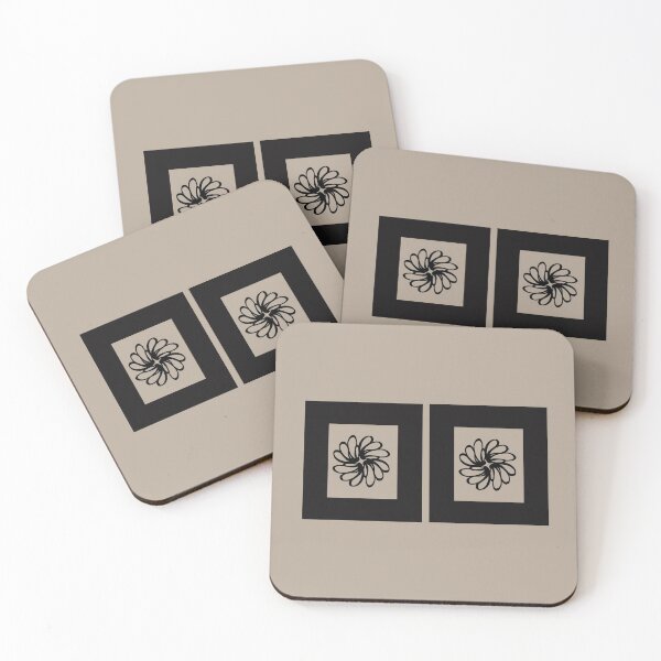 Item preview, Elegant and pretty flower motifs in black frames on cool taupe. designed and sold by PetaJaneHome.
