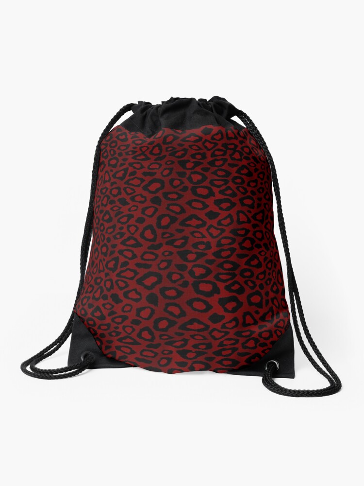 Dark Red and Black Leopard Print Drawstring Bag for Sale by DonnaSiggy Redbubble