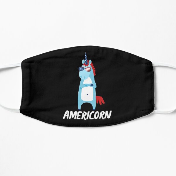 Americorn Cool Unicorn In Sunglasses American Flag Design 4th July National Holiday Proud Gift Graphic Flat Mask