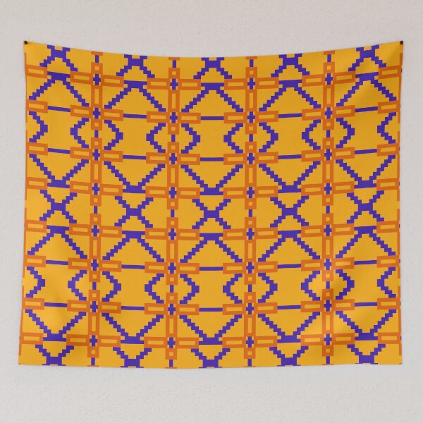 Item preview, Hand Drawn Ethnic Afro-Inspired Aztec Abstract Zig-Zag Design - Saffron (Yellow/ Orange, Blue, Chocolate) designed and sold by AudaciousGB.