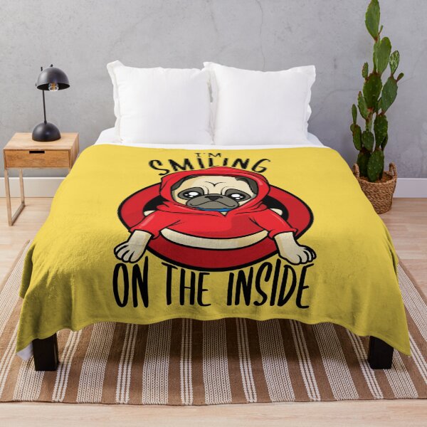 Item preview, I'm Smiling On The Inside - Resting Sad Face - Pug Dog Lover designed and sold by 4wordsmovement.
